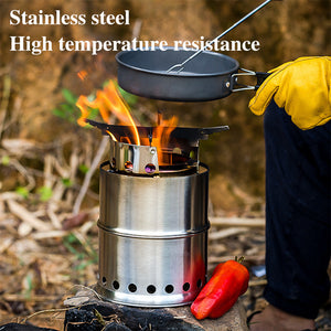 Portable Wood Burning Stove, Camping Stove Foldable Stainless Steel Backpacking Stove