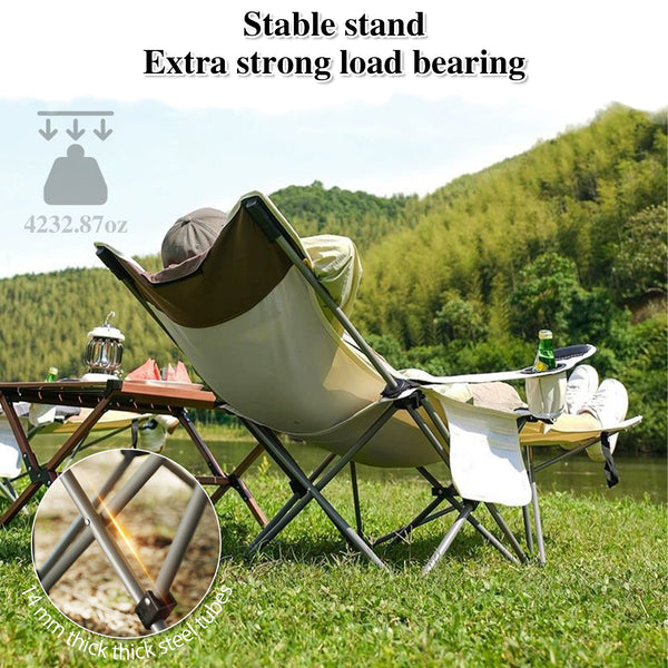 Folding Camping Chair Beach Chairs Reclining for Adults Portable Outdoor Lounger