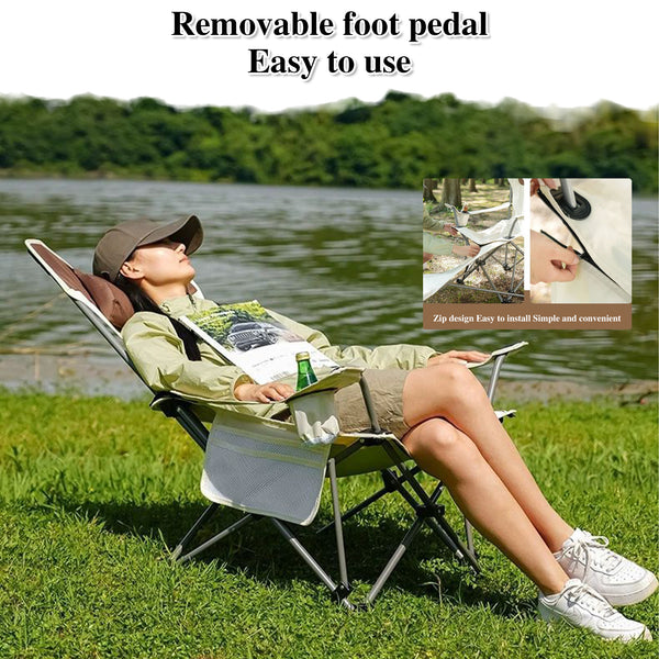 Folding Camping Chair Beach Chairs Reclining for Adults Portable Outdoor Lounger