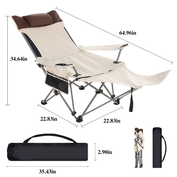 Folding Camping Chair Beach Chairs Reclining for Adults Portable Outdoor Lounger